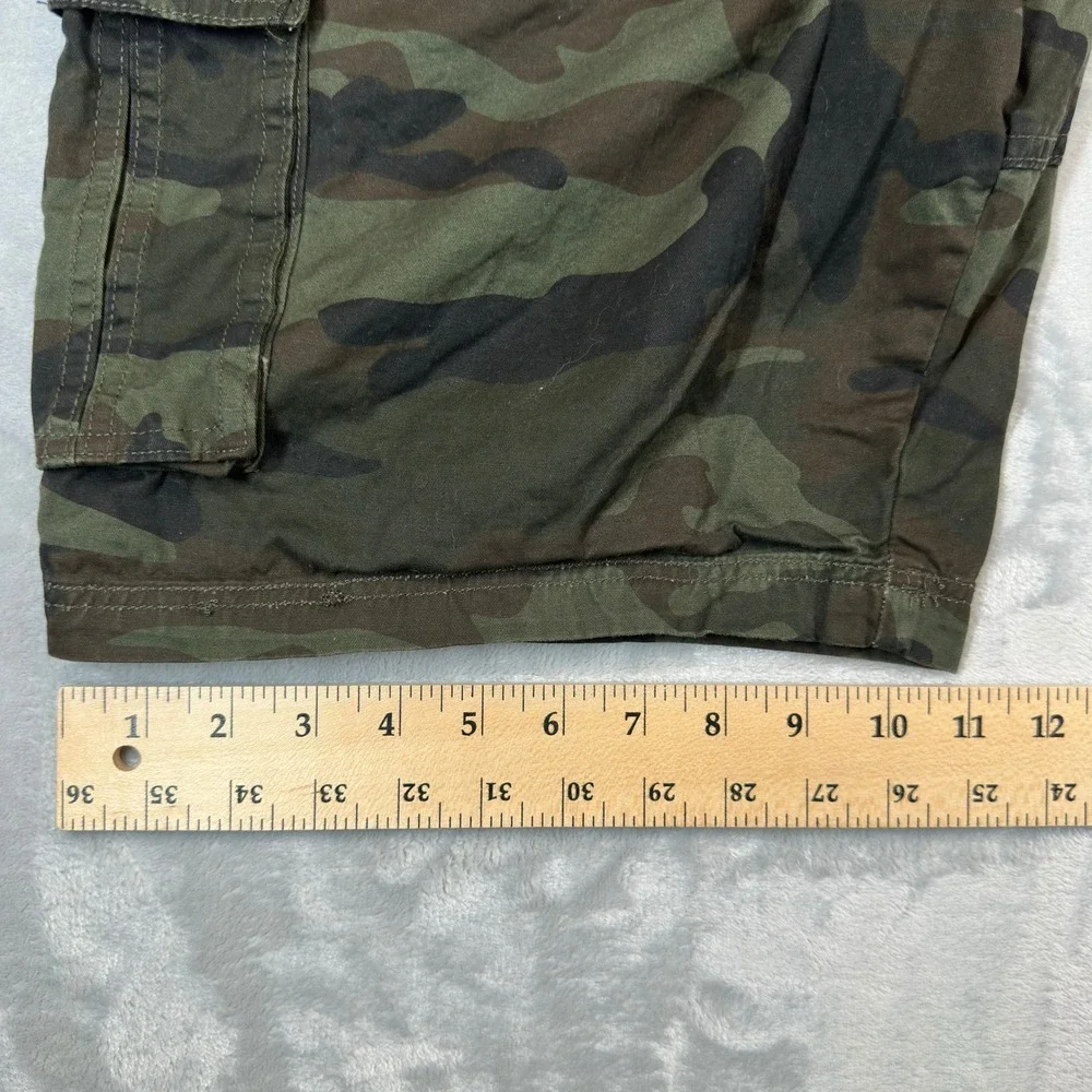 Raw X Cargo Shorts Mens 40 Green Camo Woodland Multi Pocket Cotton Casual